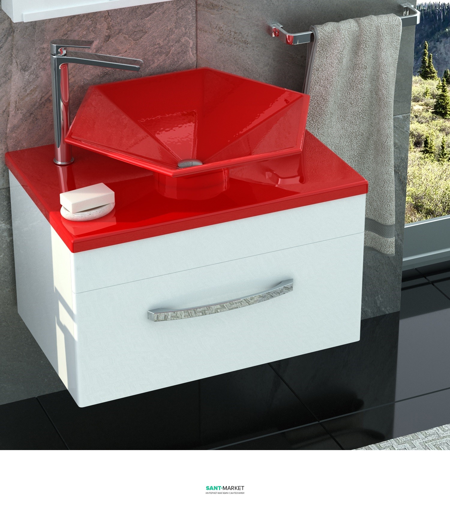 Тумба для раковини підвісна Snail Мадлен з умивальником Астерія білий 700KM112