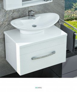 Тумба для раковины подвесная Snail Мадлен с умывальником Гармония белый 700KM102