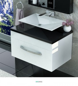 Тумба для раковини підвісна Snail Мадлен з умивальником Капела R білий 700KM120