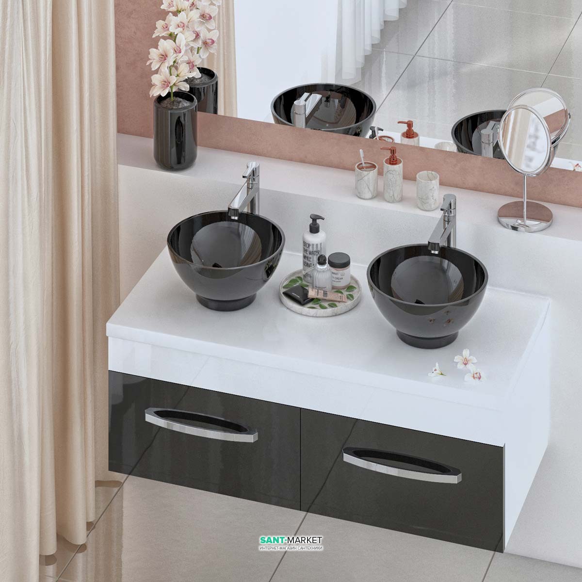 Тумба для раковины подвесная Snail Венера с умывальником Селена белый 1200KM104