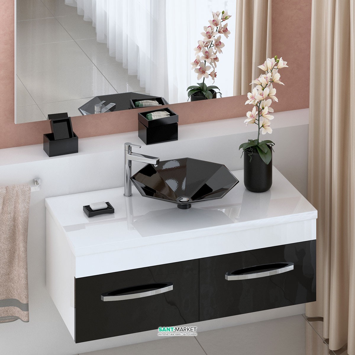 Тумба для раковины подвесная Snail Венера с умывальником Сириус белый 1200KM113