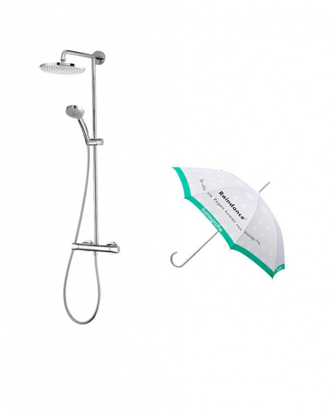Душова система Hansgrohe Showerpipe Verso з термостатом + зонт 27205000 + 86002104