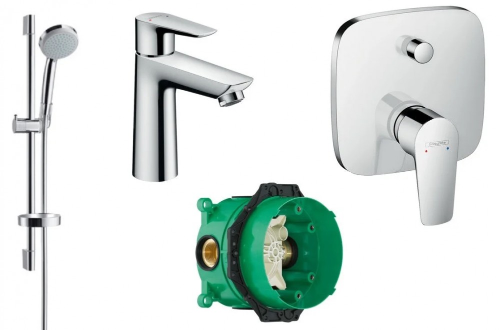 Набір прихованого монтажу для ванни Hansgrohe Talis E хром 71710000 + 27772000 + 71745000 + 01800180