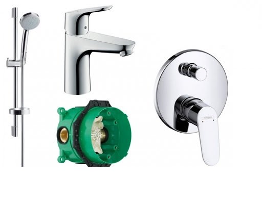 Набір прихованого монтажу для ванни Hansgrohe Focus хром 31607000 + 27772000 + 31945000 + 01800180
