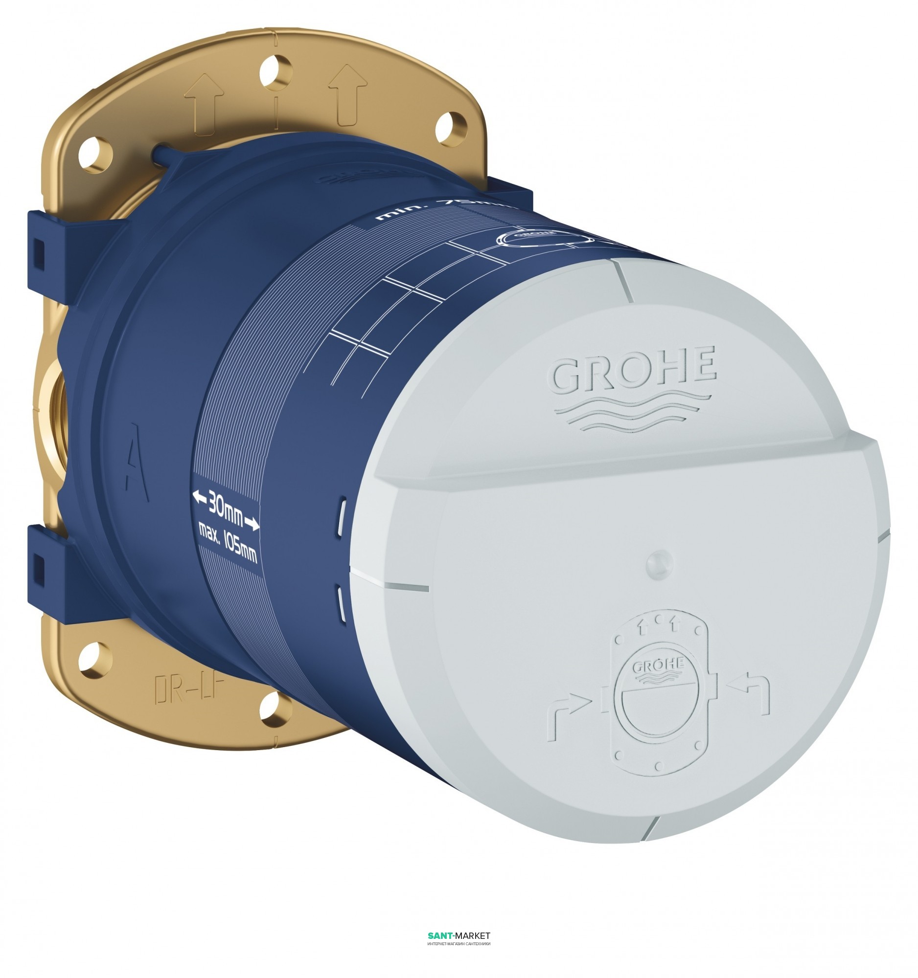 Универсальная встроенная часть Grohe для верхнего душа с потолочным кронштейном 26483000