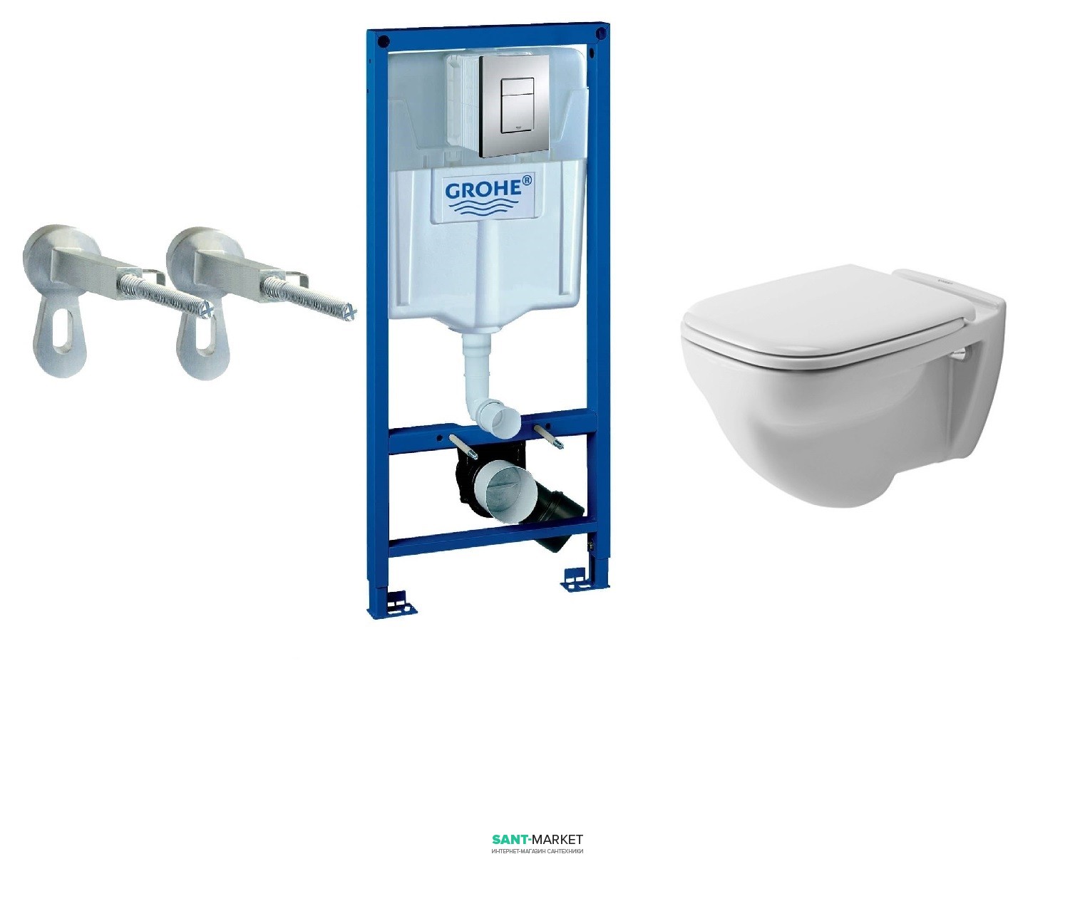 Унитаз подвесной Duravit D-Code + Комплект 3 в 1 Grohe Rapid SL 387720A1