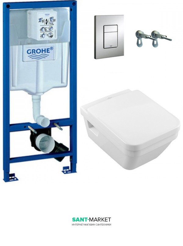 Унітаз підвісний Villeroy & Boch Omnia Architectura DirectFlush + Сидіння + Комплект Grohe Rapid SL 4 в 1 38772H10