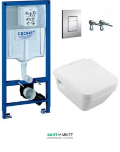 Унитаз подвесной Villeroy&Boch Omnia Architectura DirectFlush + Сиденье + Комплект Grohe Rapid SL 4 в 1 387785HR