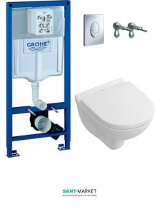 Унитаз подвесной Villeroy&Boch O.Novo Directflush + Сиденье + Комплект Grohe Rapid SL 4 в 1 387260HR