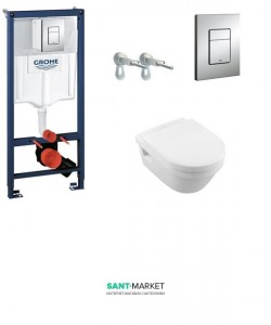 Унитаз подвесной Villeroy&Boch коллекция Omnia Architectura Directflush + Сиденье + Комплект Grohe Rapid SL 4 в 1 387784HR