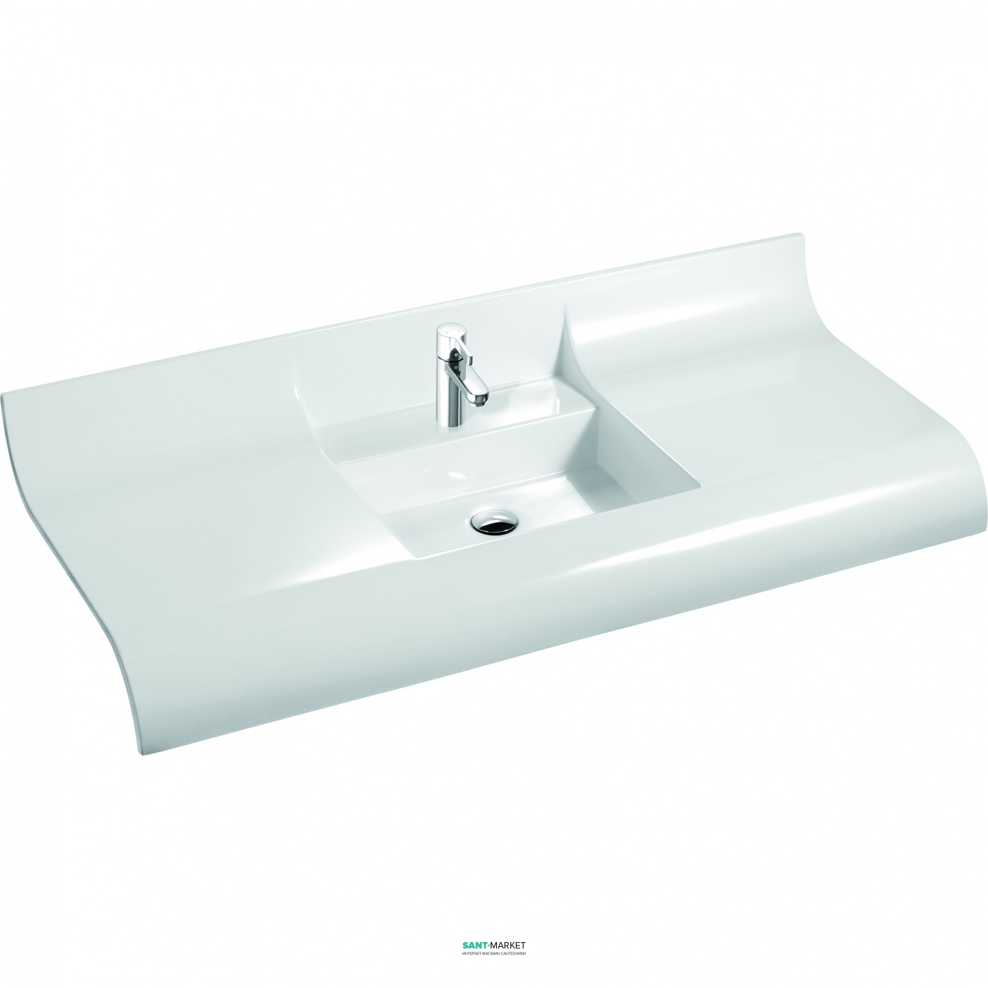 Раковина для ванної на тумбу умивальник-стільниця Marmorin колекція Onda біла 330 120 022 xx x