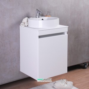 Тумба підвісна Буль-Буль Sheldon 493х444х646 з раковиною Renata 430 і стільницею білий Sheldon 50