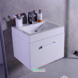 Тумба підвісна Буль-Буль Santa Cruz 600х495х587 з раковиною Lilly 600 білий Santa Cruz (Santa Cruz + 4206101)