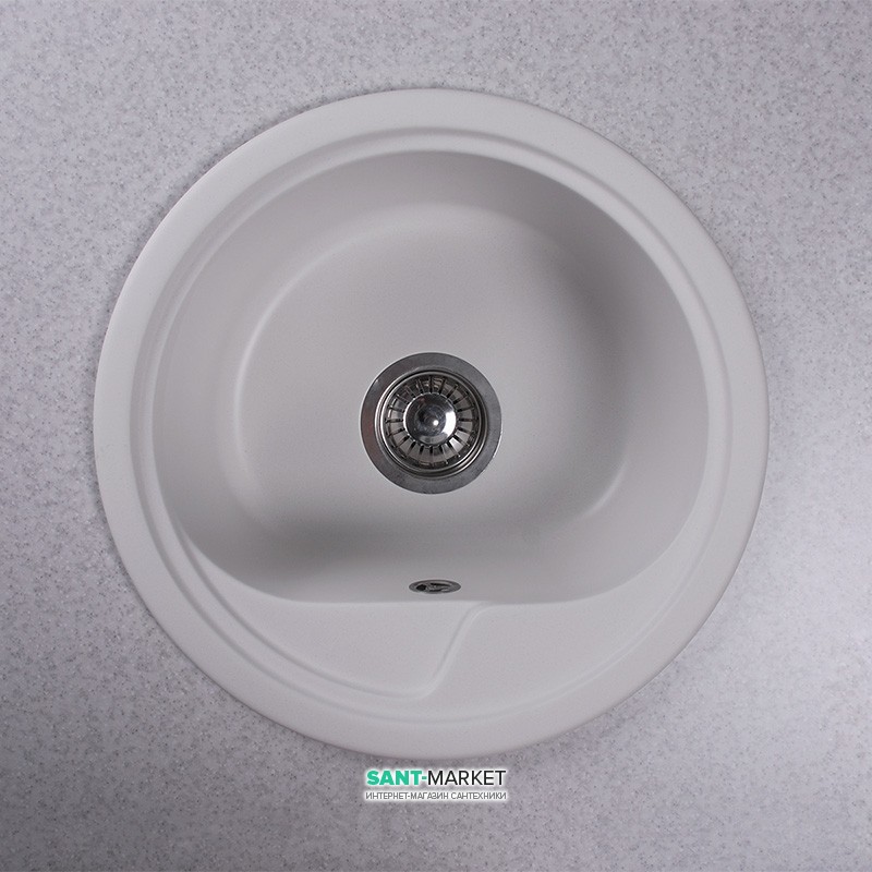 Мийка для кухні кругла Буль-Буль Nevada 45х45х21 врізна Маграніт білий 104040001