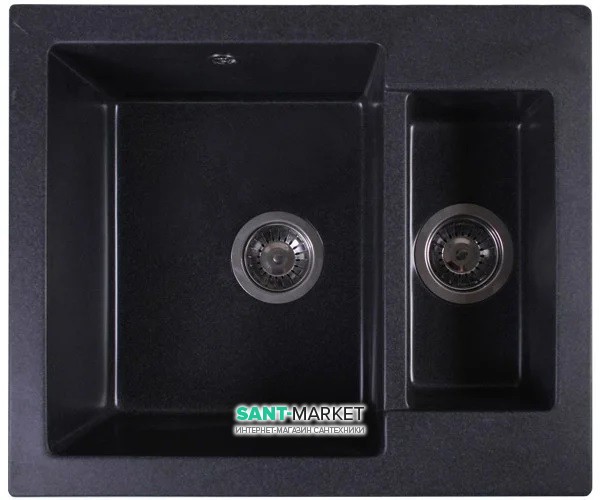 Мийка для кухні прямокутна Буль-Буль Arizona 60х50х21.5 обертаємося врізна Маграніт світло-чорний 105060004