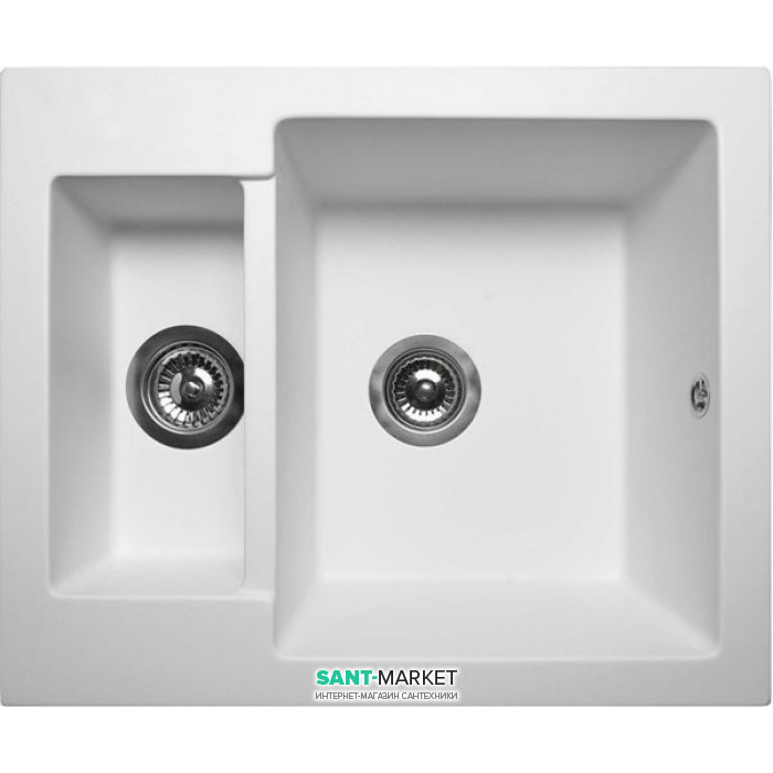 Мойка для кухни прямоугольная Буль-Буль Arizona 60х50х21.5 оборачиваемая врезная Магранит белый 105060001