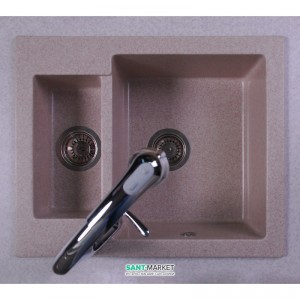Мойка для кухни прямоугольная Буль-Буль Arizona 60х50х21.5 оборачиваемая врезная Магранит песочный 105067001
