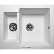 Мойка для кухни прямоугольная Буль-Буль Arizona 60х50х21.5 оборачиваемая врезная Магранит белый 105060001