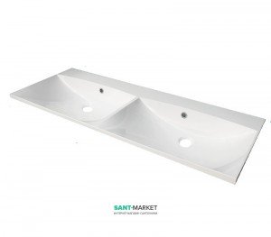 Раковина для ванної вбудована подвійна Буль-Буль колекція Amelia біла 0712201