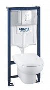 Набор Grohe Solido 4 в 1: подвесной унитаз с сиденьем и крышкой + система инсталляции с панелью смыва Skate Air 39191000