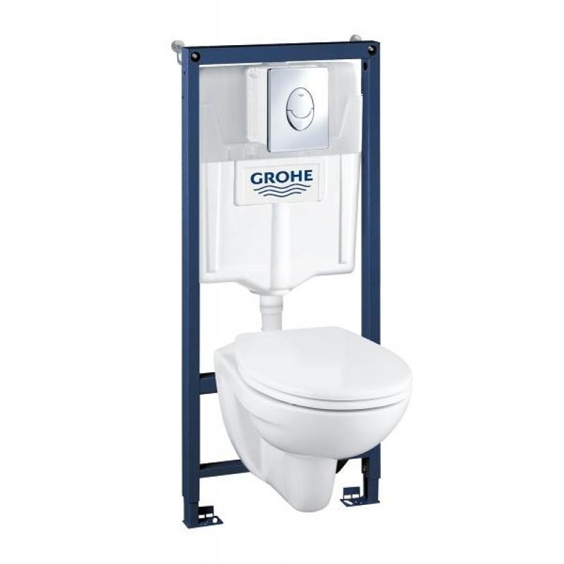 Набор 4 в 1 Grohe Solido Perfect: подвесной унитаз с сиденьем и крышкой + система инсталляции с панелью смыва Skate Air 39192000