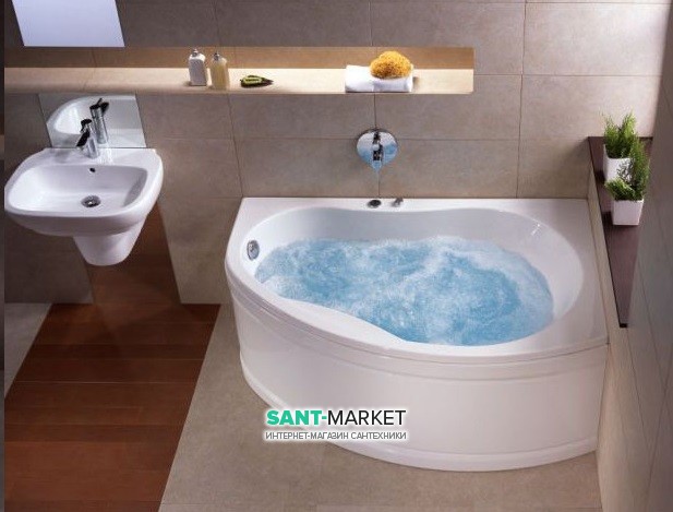Ванна с гидро и аэромассажем акриловая угловая Kolo Promise 150х100 правая 001108