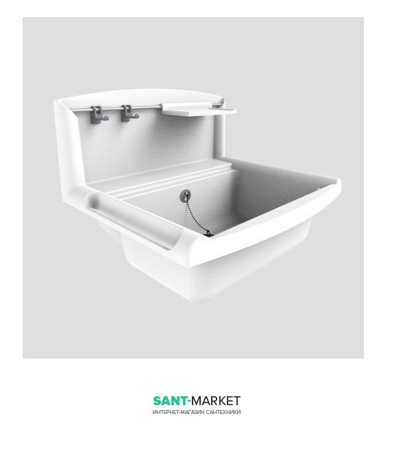 Мойка прямоугольная Sanit Multiset 55х45 хна стену (настенная)  пластик  белая 60.005.B6.0000