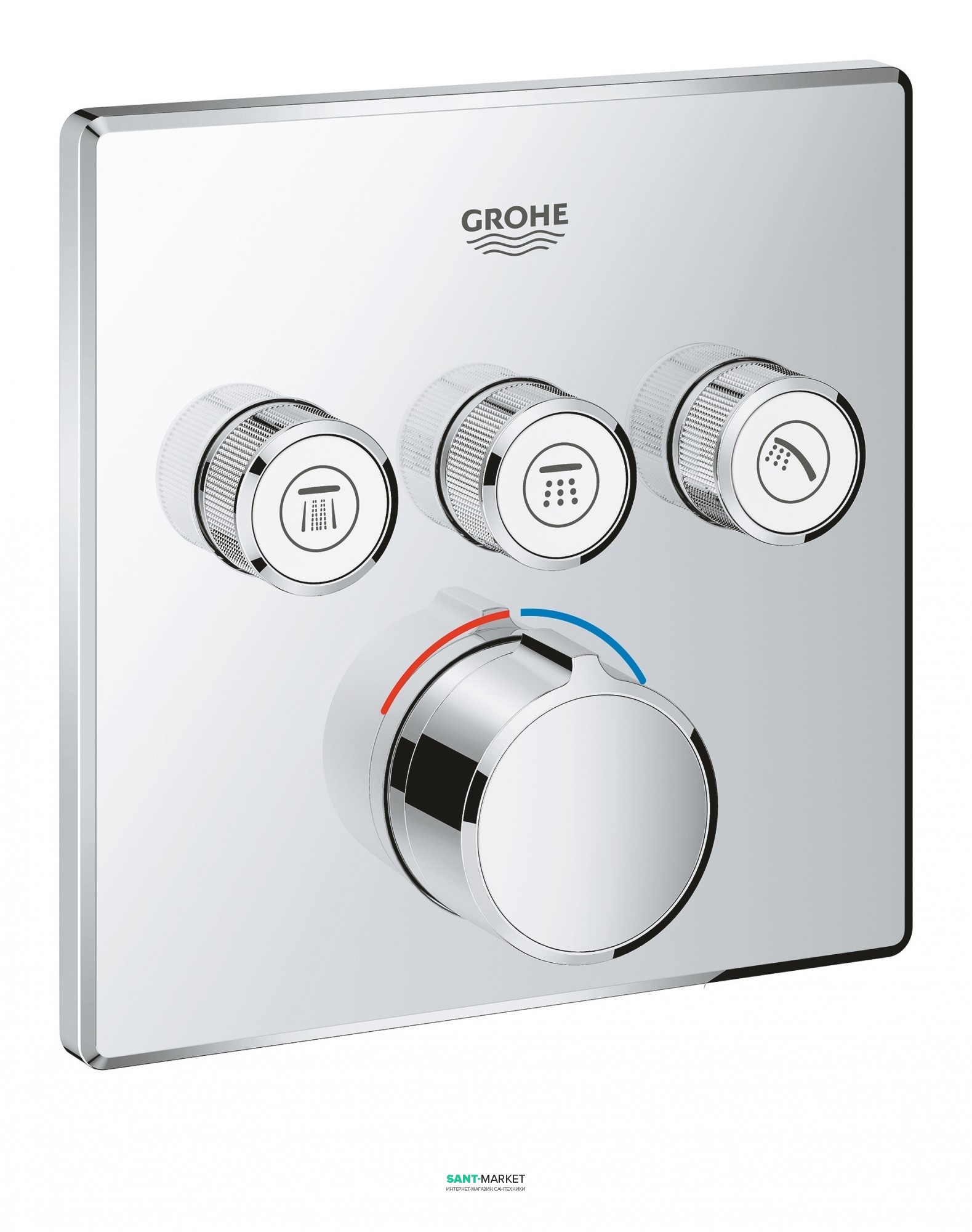 Зовнішня панель змішувача Grohe SmartControl на 3 виходу хром 29149000