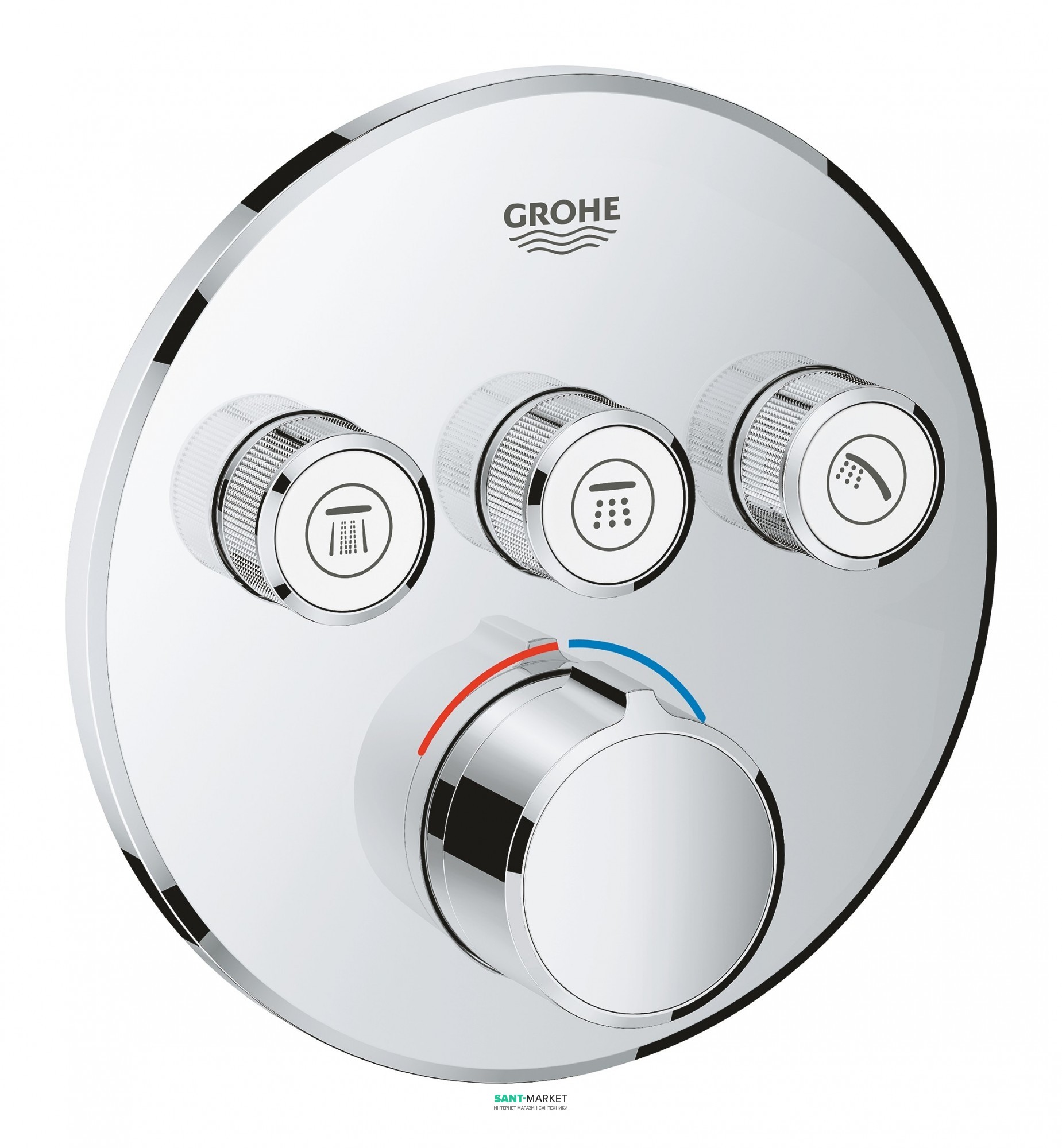 Зовнішня панель змішувача Grohe SmartControl на 3 виходу хром 29146000