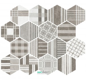 Плитка напольная Equipe Hexatile Cement Geo Grey 17 5*20 22101
