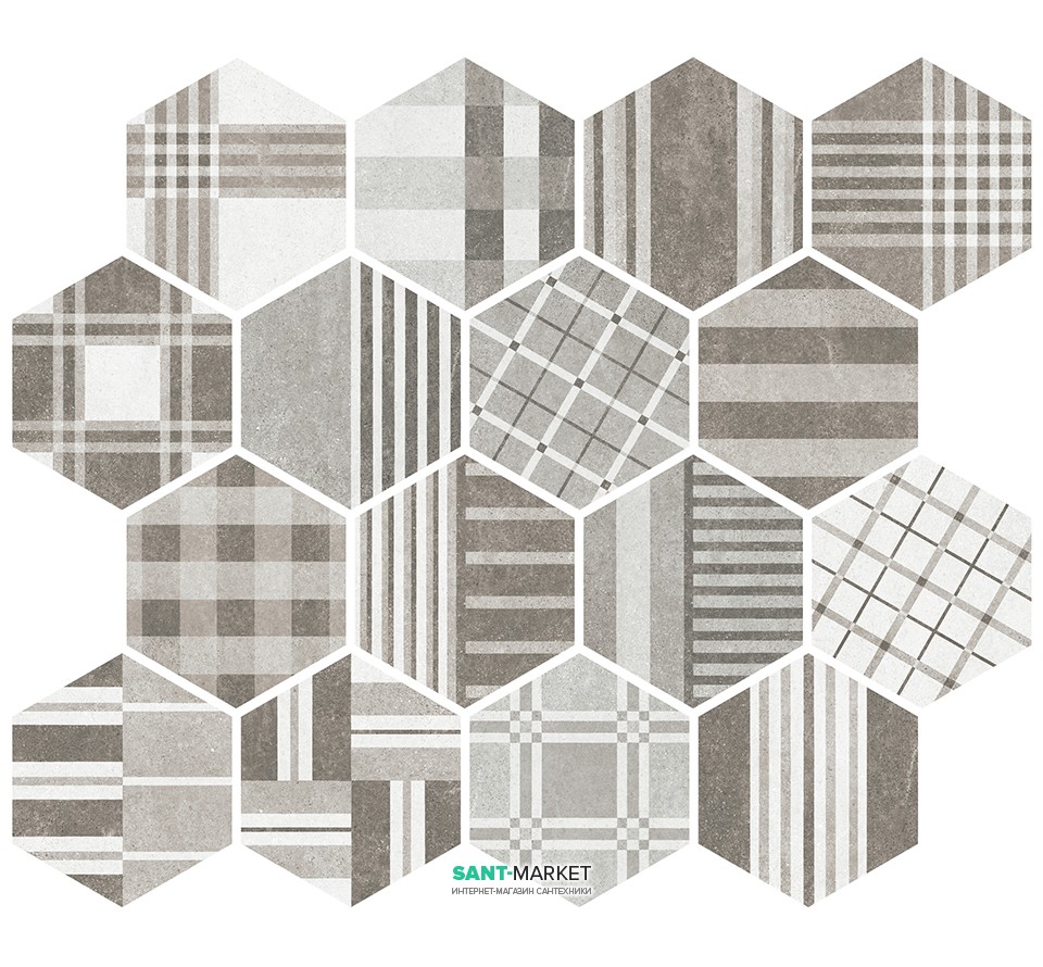 Плитка для підлоги Equipe Hexatile Cement Geo Grey 17 5 * 20 22101