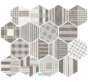 Плитка напольная Equipe Hexatile Cement Geo Grey 17 5*20 22101