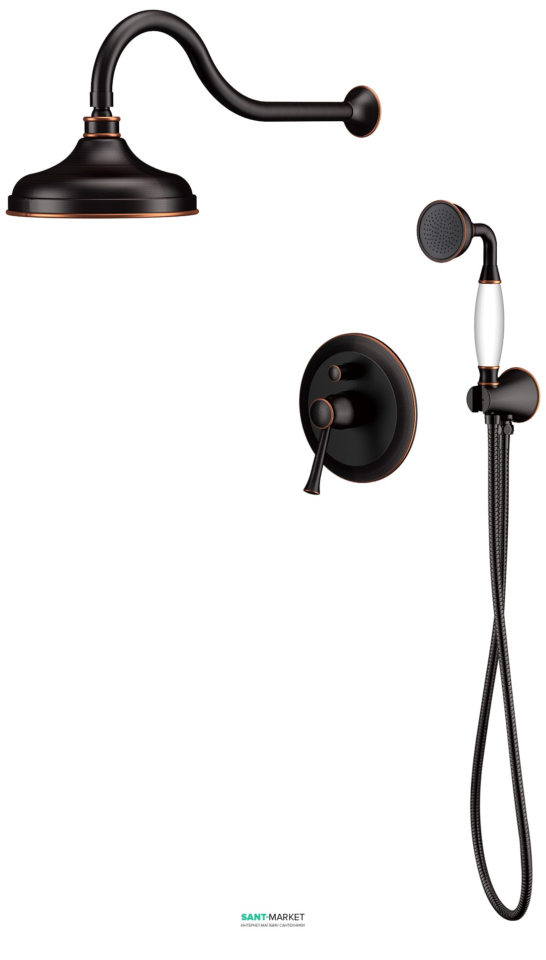 Душова система прихованого монтажу Imprese Podzimu Zrala з верхнім душем бронза ZMK02170811