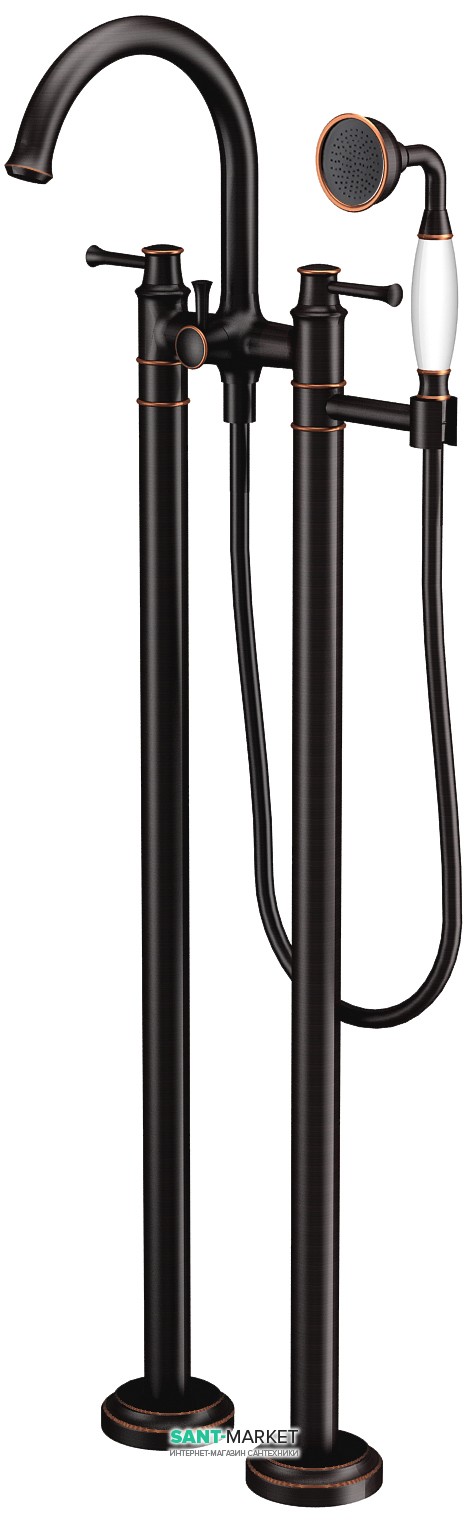 Смеситель двухвентильный напольный (отдельностоящий) с душем Imprese Podzimu Zrala бронза ZMK02170806