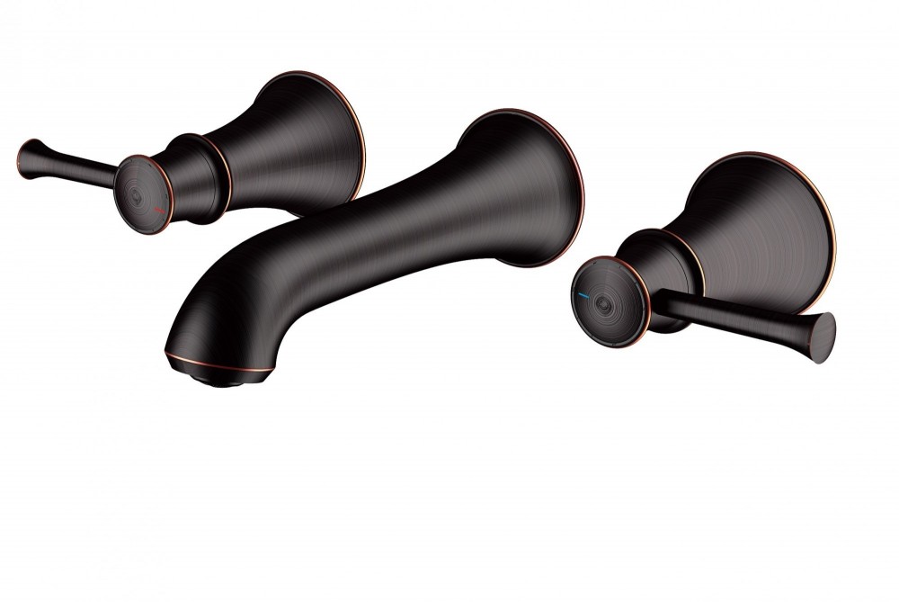 Смеситель для раковины двухрычажный настенный Imprese Podzimu Zrala черный ZMK02170803