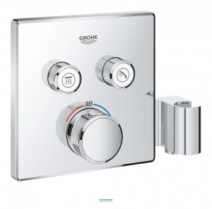 Зовнішня частина термостата Grohe Grohtherm SmartControl на 2 виходи з вбудованим утримувачем ручного душа хром 29125000