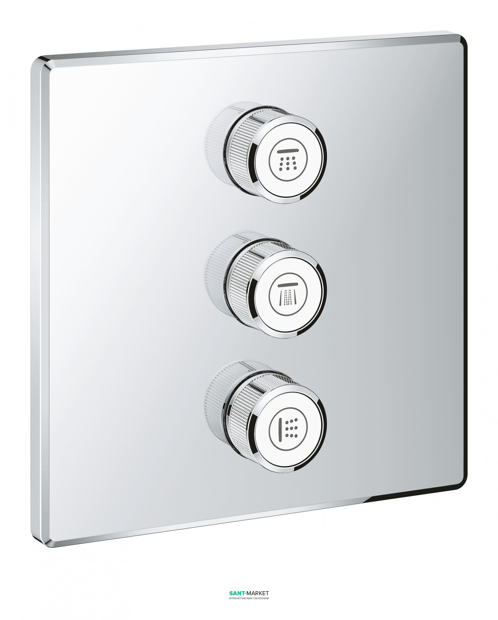 Внешняя панель для вентиля Grohe Grohtherm SmartControl на 3 выхода хром 29127000