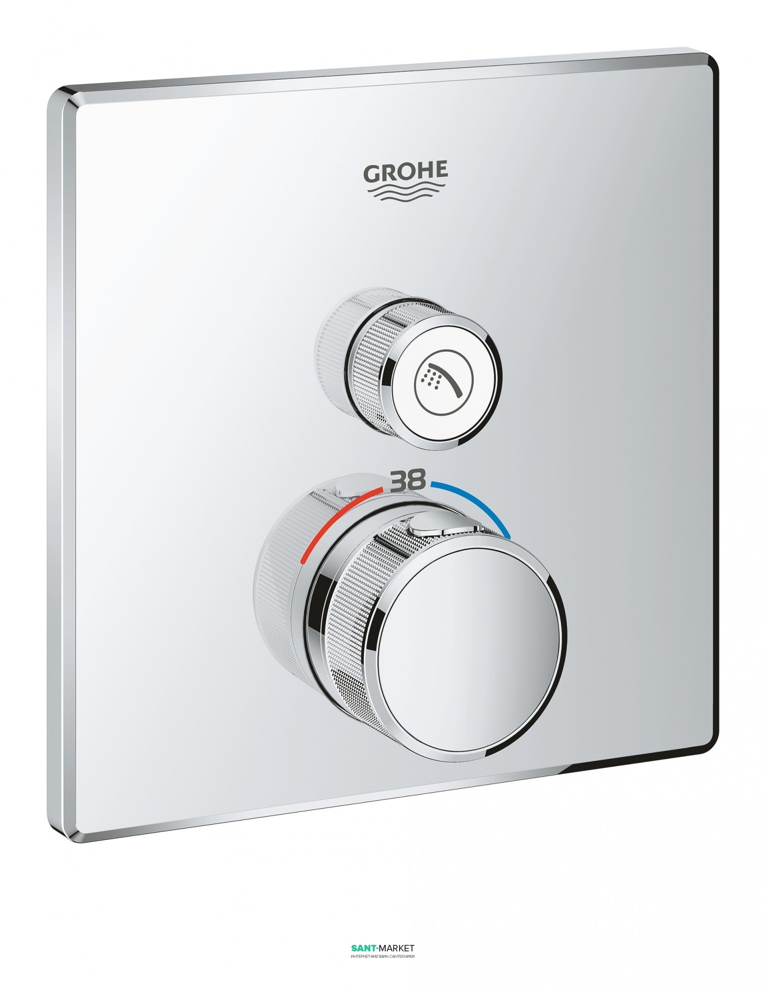Внешняя панель термостата Grohe Grohtherm SmartControl на 1 выход хром 29123000