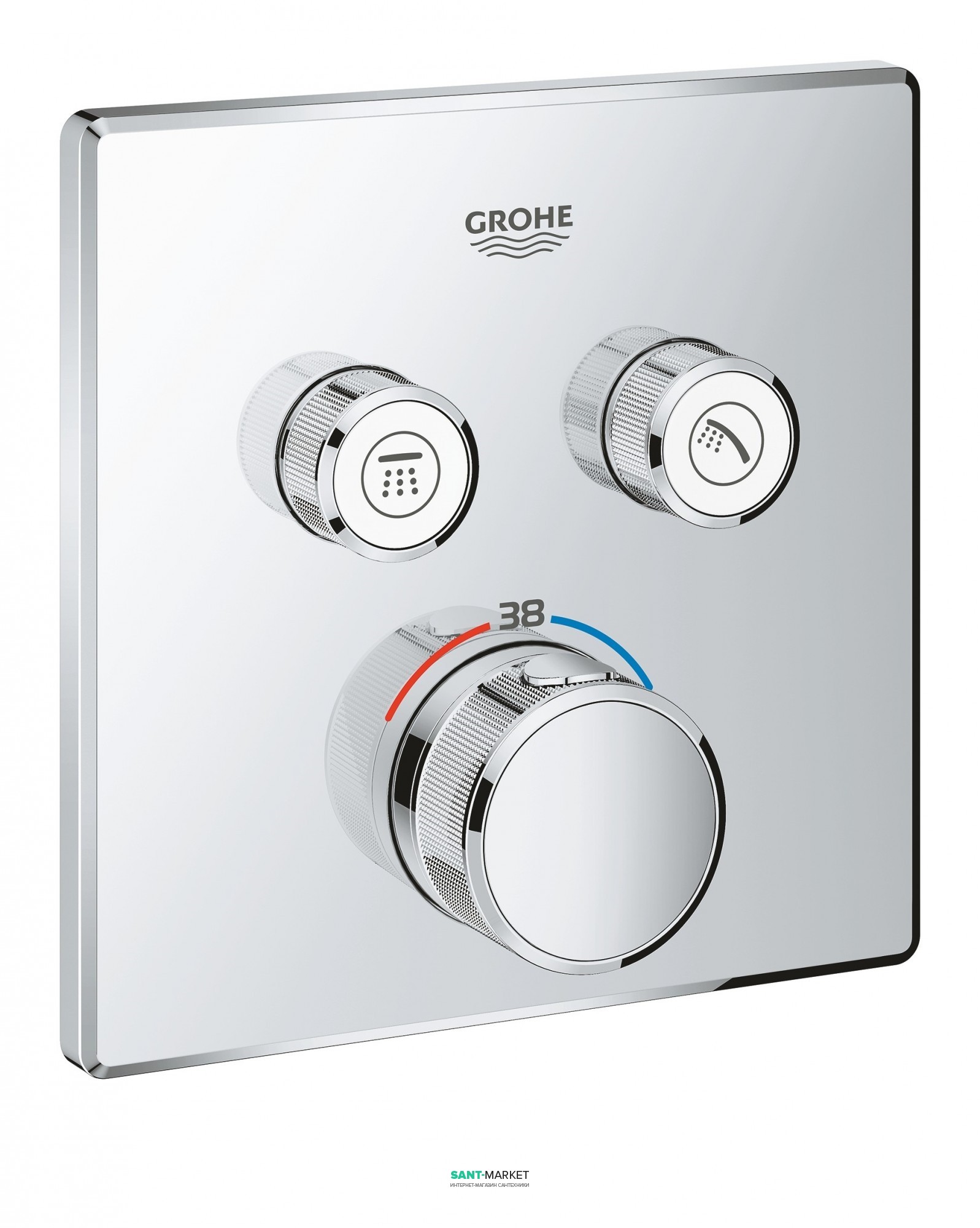 Внешняя панель термостата Grohe Grohtherm SmartControl на 2 выхода хром 29124000