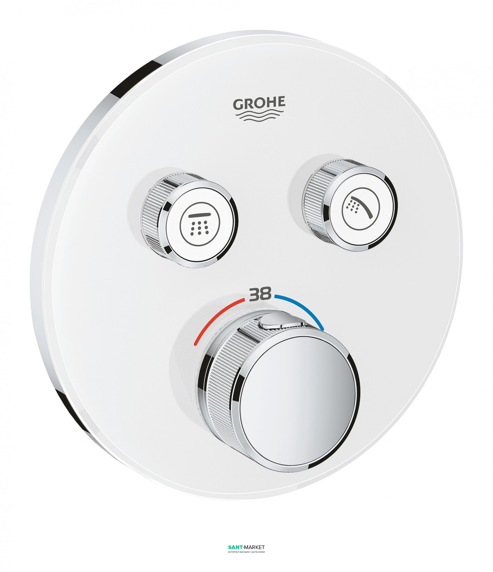 Зовнішня панель термостата Grohe Grohtherm SmartControl на 2 виходи біла 29151LS0
