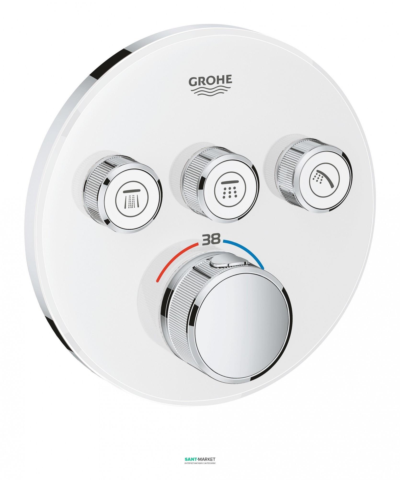 Внешняя панель термостата Grohe Grohtherm SmartControl на 3 выхода белый 29904LS0