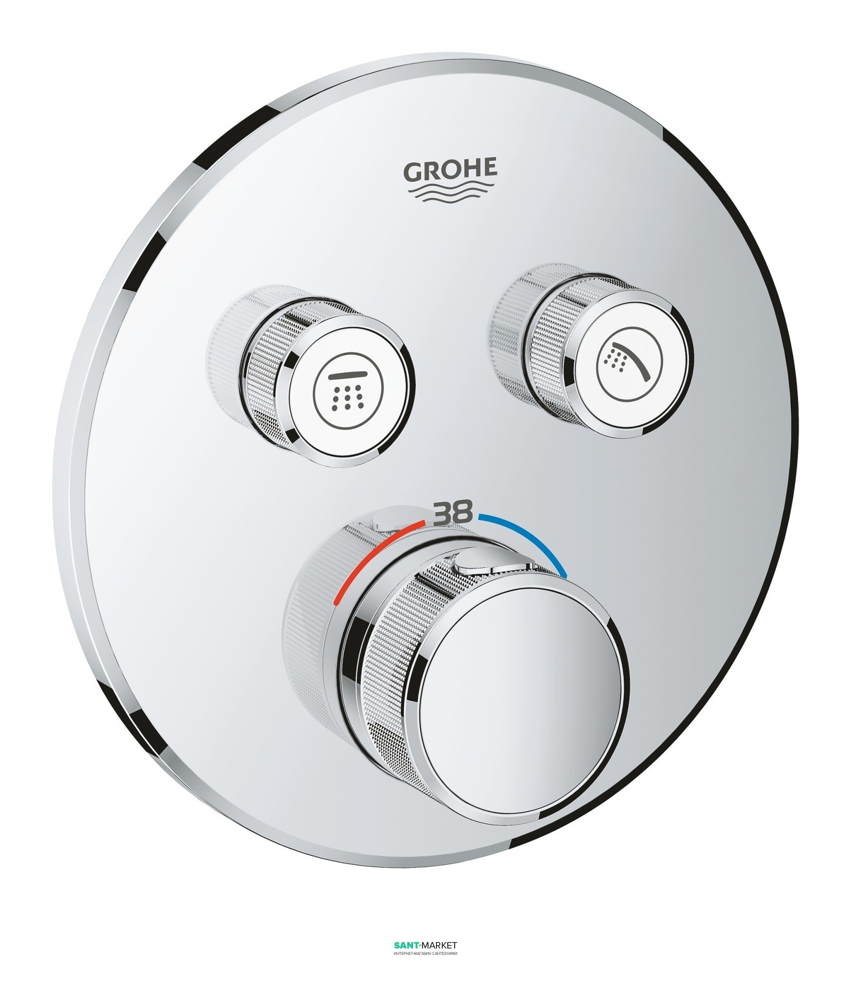 Зовнішня панель термостата Grohe Grohtherm SmartControl на 2 виходи хром 29119000