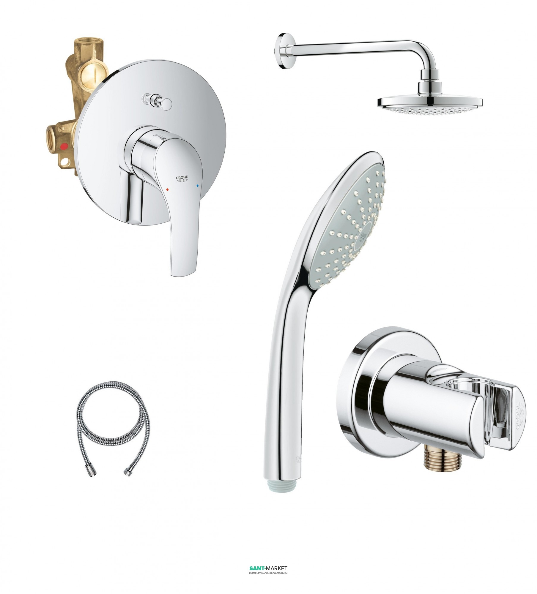 Душова система cритого монтажу Grohe Eurosmart зі змішувачем хром 124440