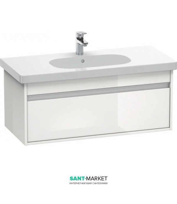 Тумба для раковины подвесная Duravit Ketho 105х48 + Раковина Code + Сифон белый KT66681818111