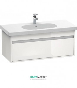 Тумба для раковины подвесная Duravit Ketho 105х48 + Раковина Code + Сифон белый KT66681818111