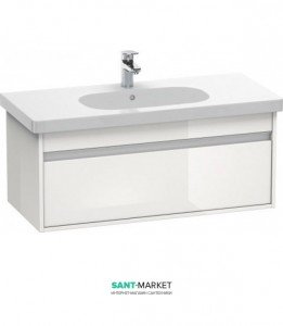 Тумба для раковины подвесная Duravit Ketho 105х48 + Раковина Code + Сифон белый KT66681818111