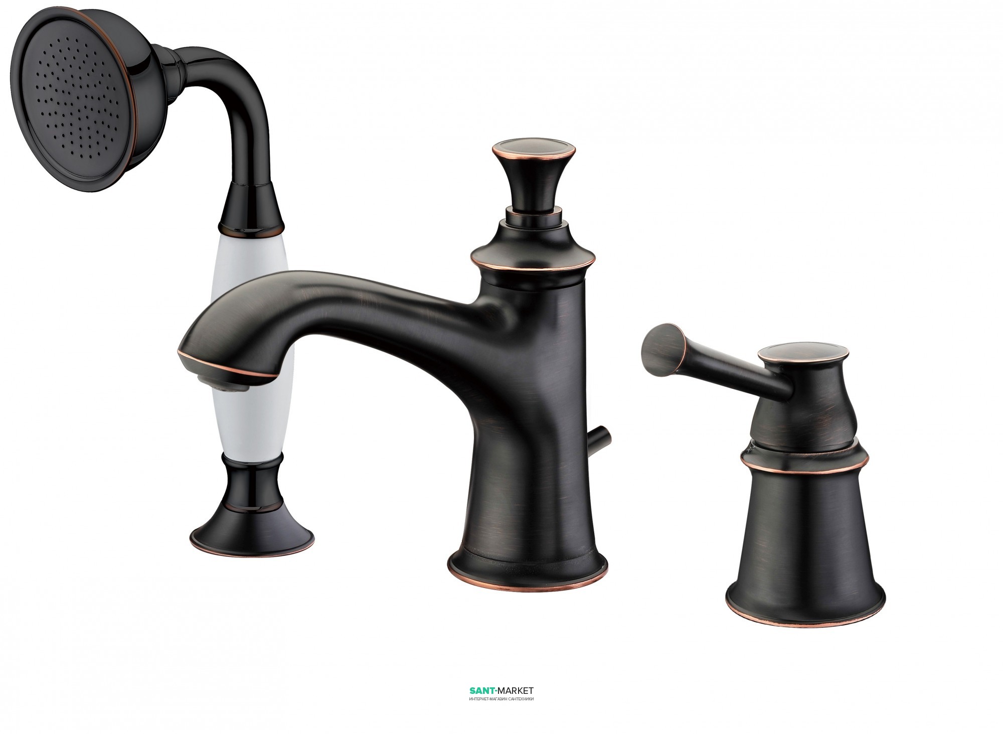 Змішувач одинважільний на борт ванни з душем Imprese Podzimu Zrala бронза ZMK02170805