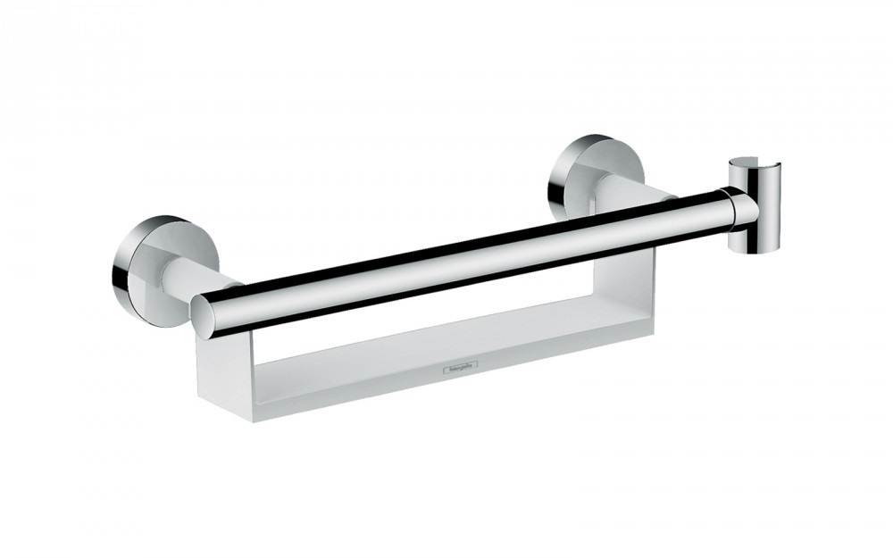 Поручень з поличкою і утримувачем для душу Hansgrohe колекція Comfort Unica хром / білий 26328400