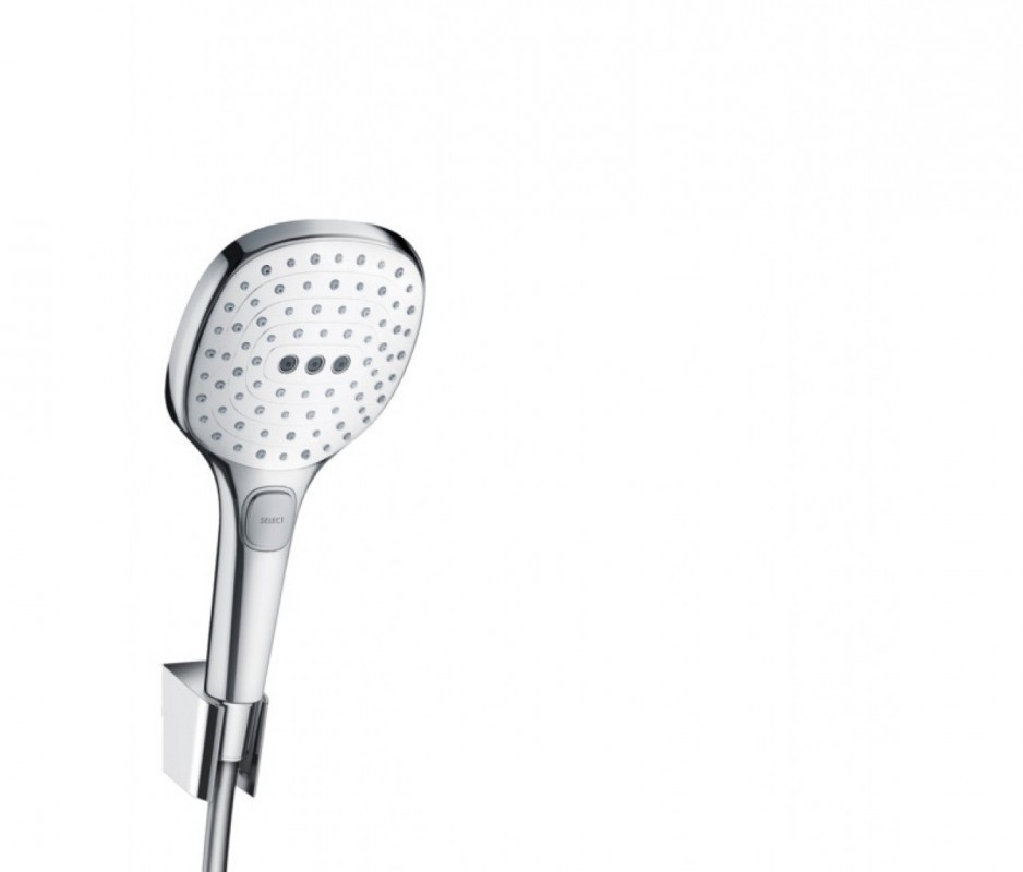 Душевой гарнитур с настенным держателем Hansgrohe коллекция Raindance Select E 120 1 25 м хром/белый 26700400