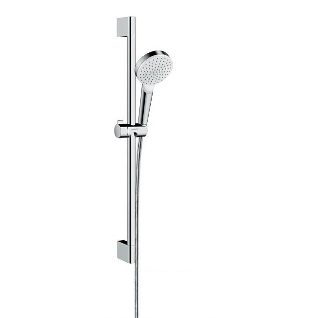 Душевой гарнитур со штангой Hansgrohe коллекция Crometta EcoSmart 1jet 65 см хром/белый 26535400
